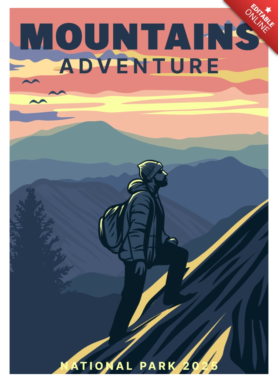 Mountain Adventure Poster Design Template
