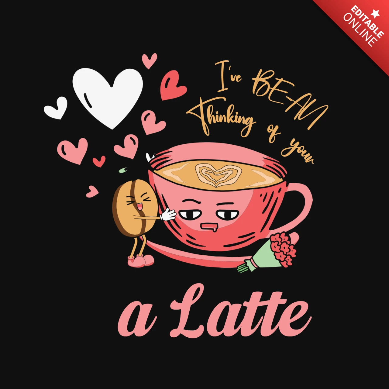 He estado pensando en ti una plantilla de diseño de camiseta de café con leche