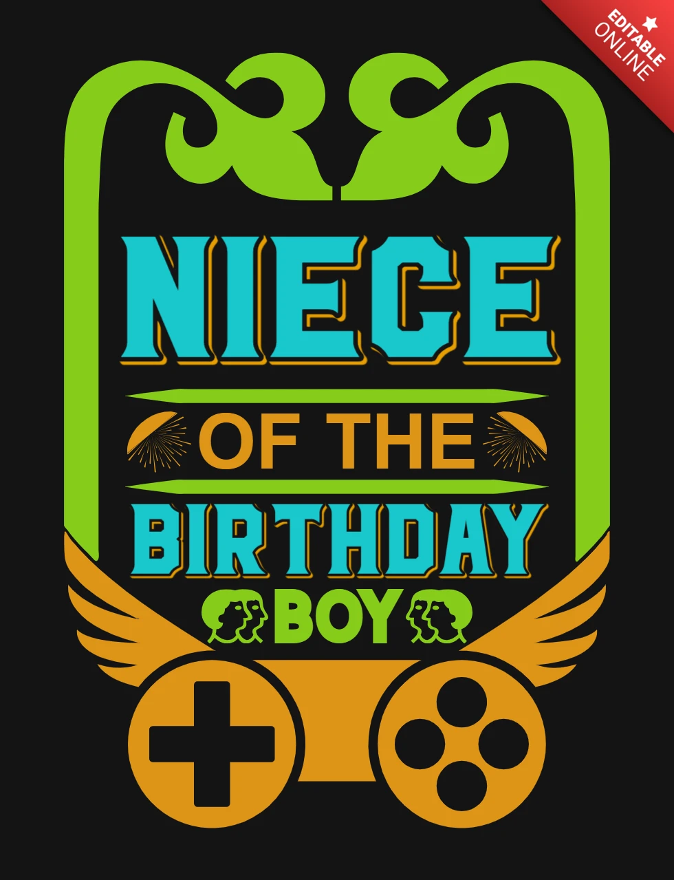 Nièce de l'enfant qui fête son anniversaire - modèle de t-shirt avec citation de jeu