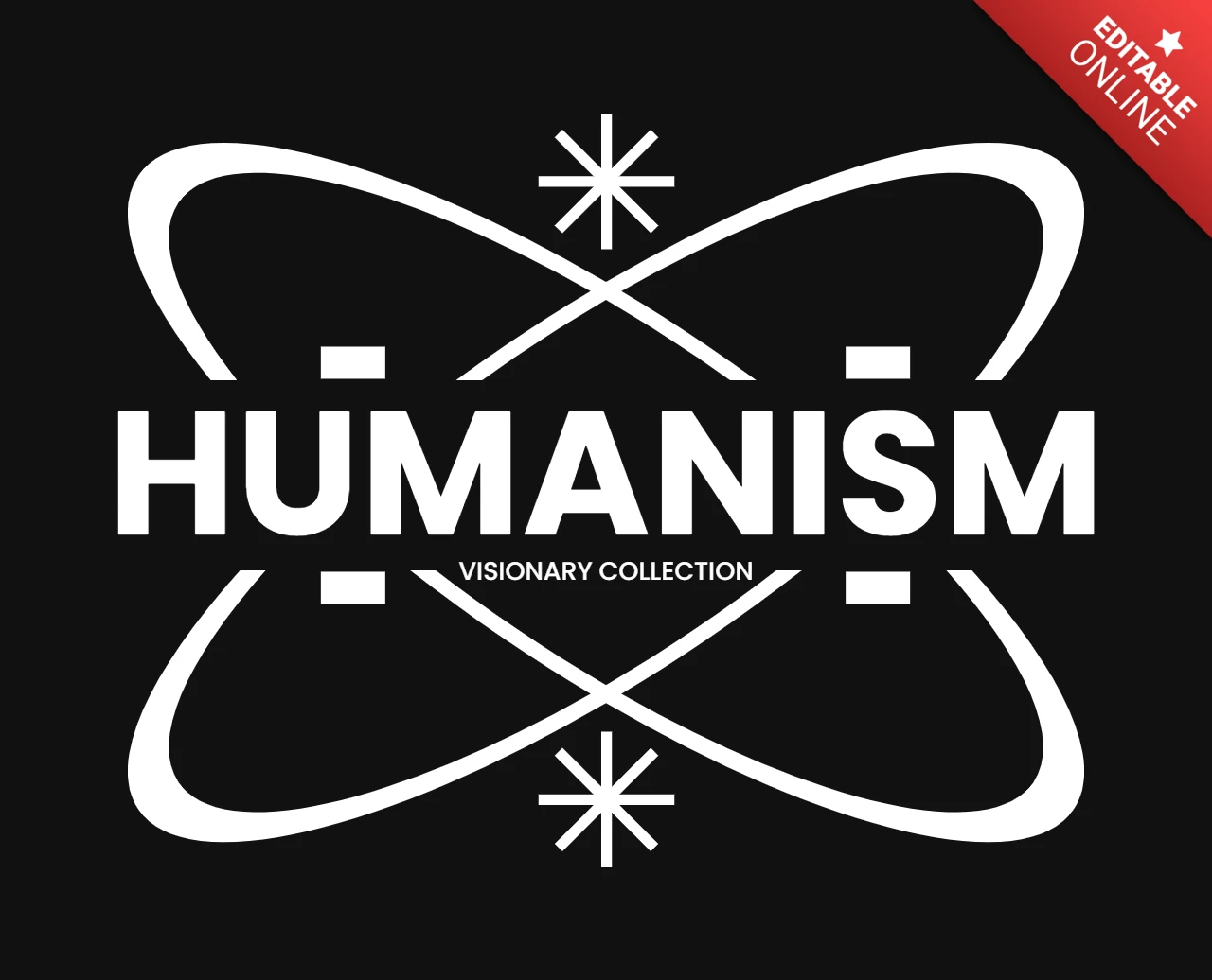 Philosophical Graphic HUMANISM Statement Shirt with Orbit & Star Elements T-Shirt Design Template