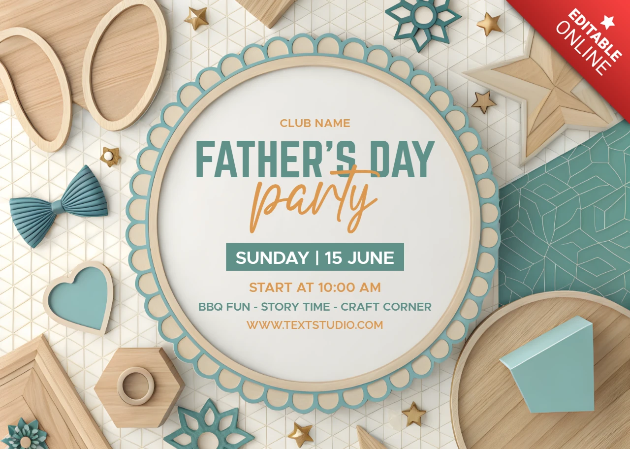 Banner de taller de manualidades para el evento del Día del Padre