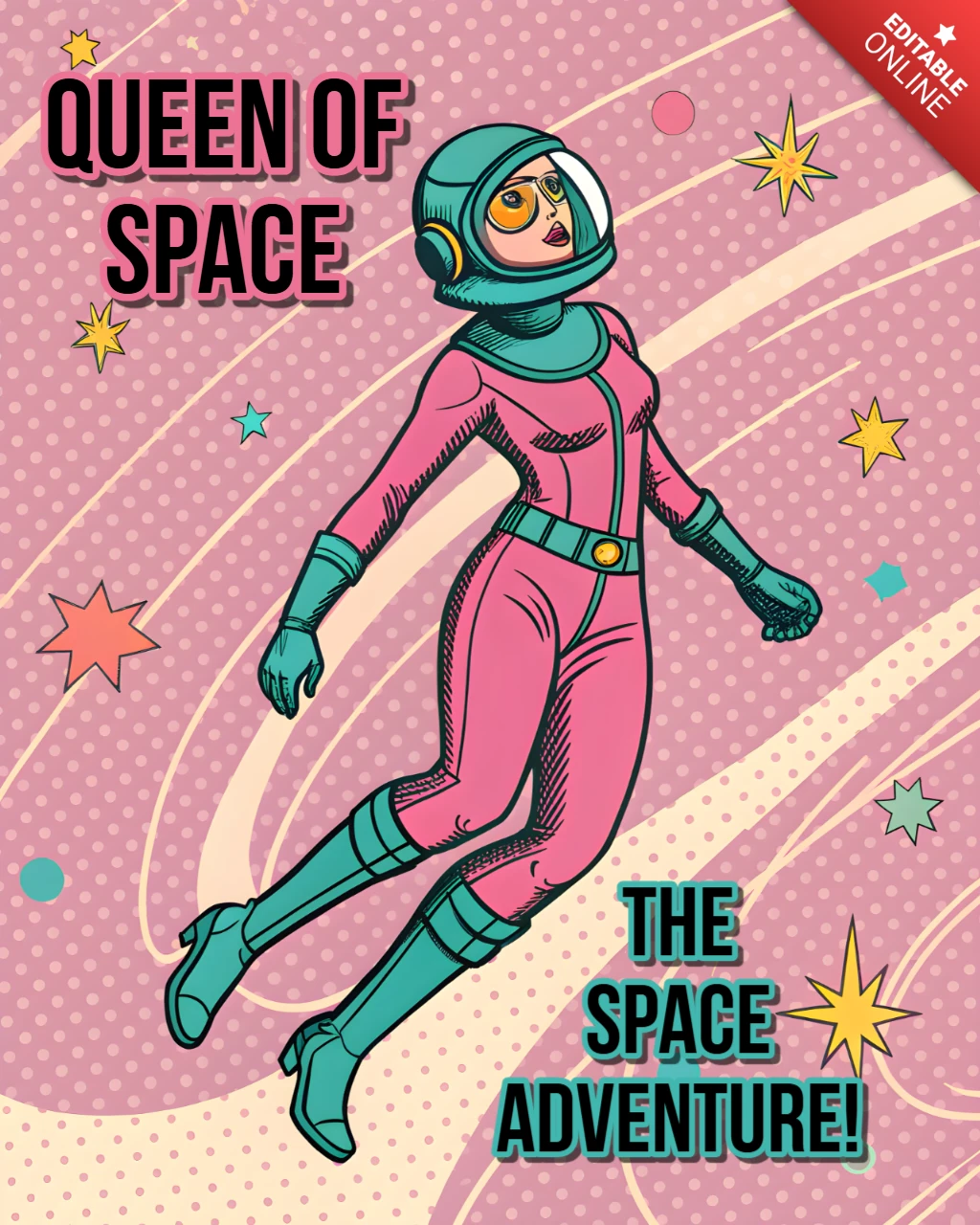 Template de design de aventura espacial retrô para pôsteres