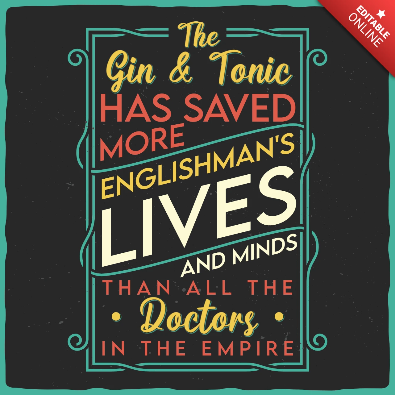 Gin Tonic Quote T-Shirt Design Template