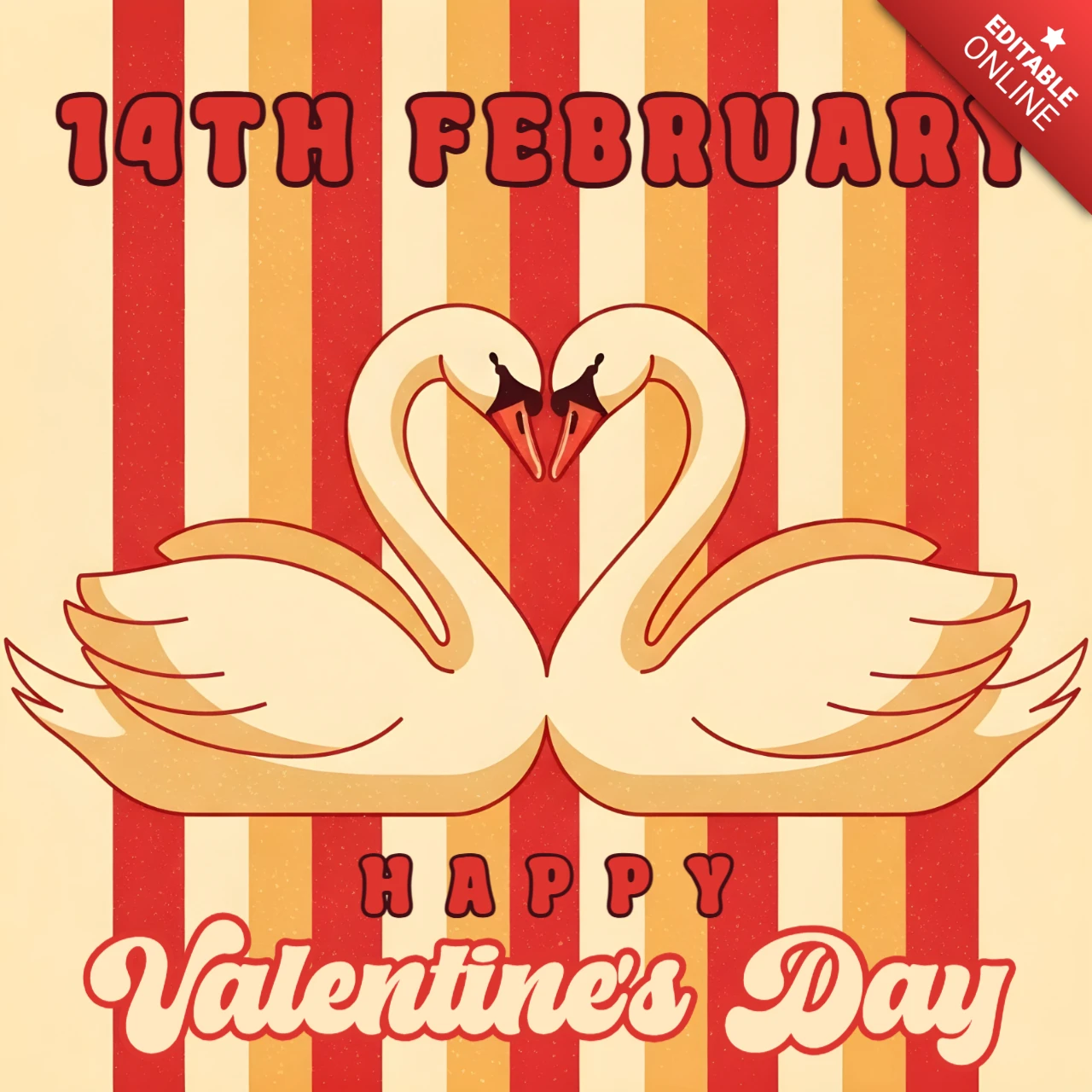 Plantilla de diseño de cisne para tarjetas de felicitación del día de San Valentín