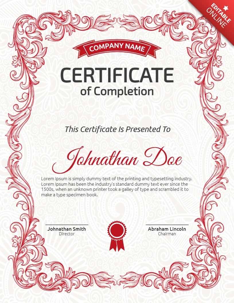 Elegant certificaat van erkenning vintage frame post ontwerpsjabloon