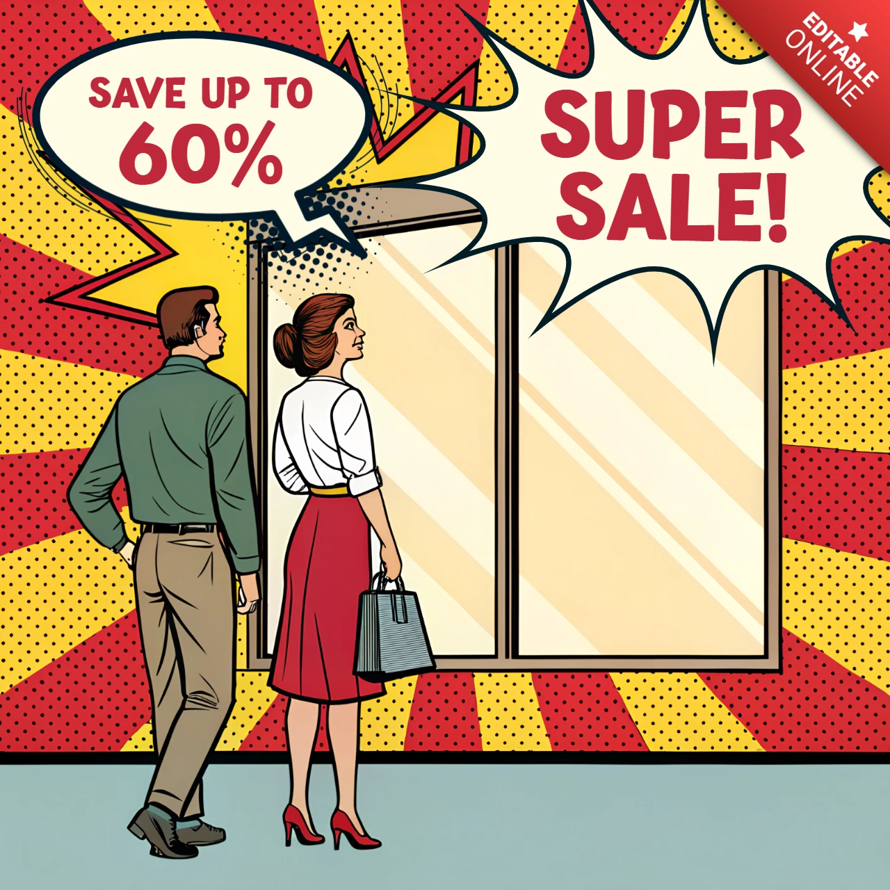 Modèle d'annonce de vente de pop art pour des flyers promotionnels