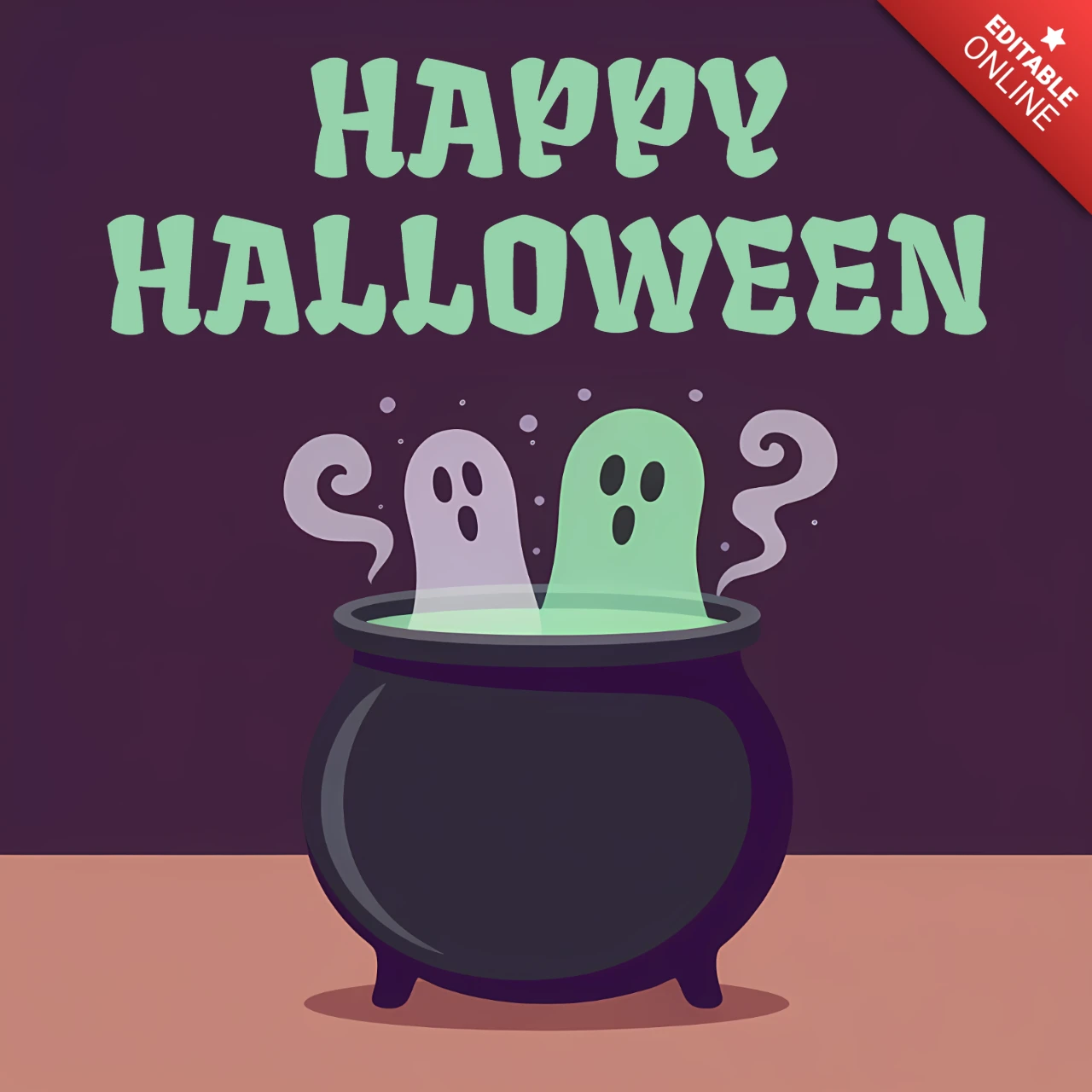 Spooky Halloween-Geister im flachen Design für Vorlagen von festlichen Grußkarten