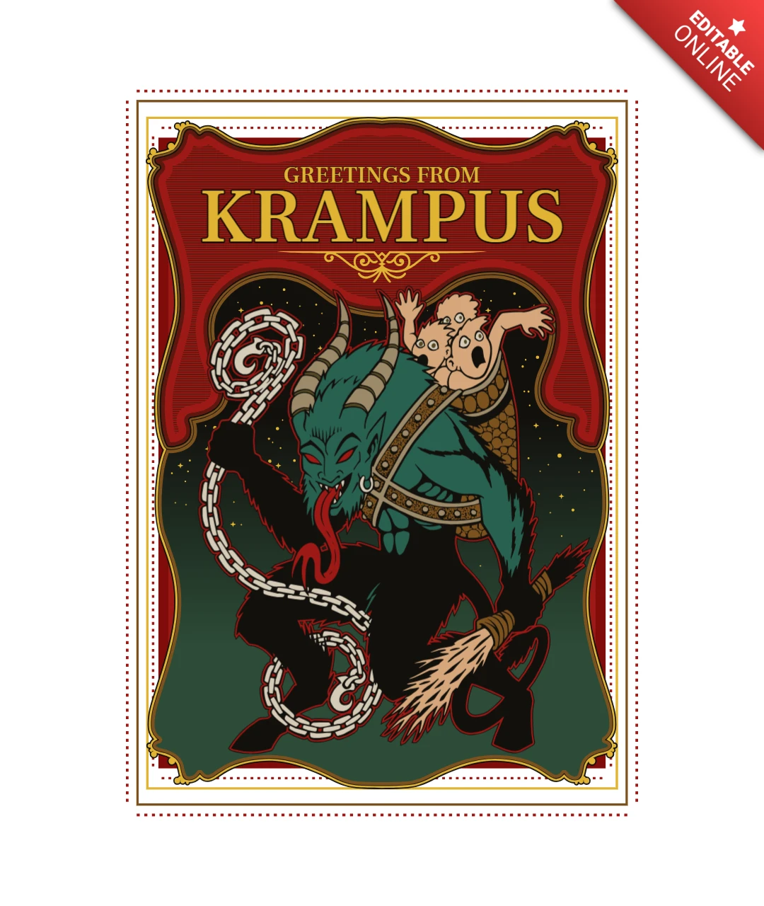 Greetings From Krampus T-Shirt Design Template