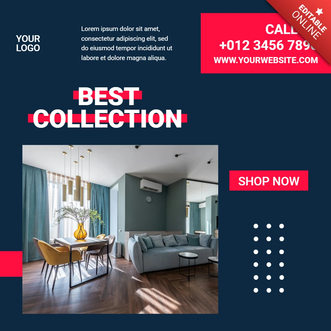Flat Red And Blue Advertising Social Media Post Design Template