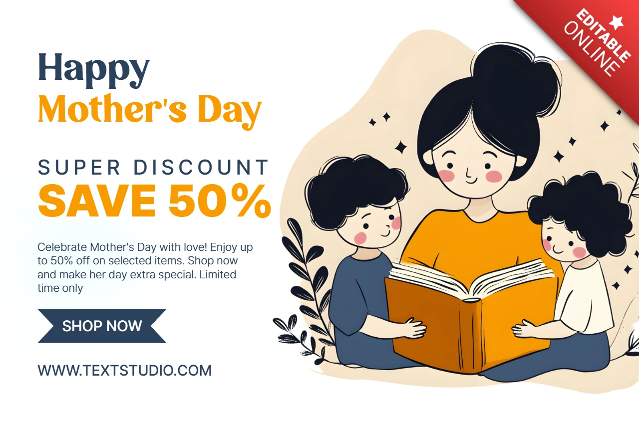 Plantilla promocional feliz día de la madre | caprichoso diseño familiar para descuentos