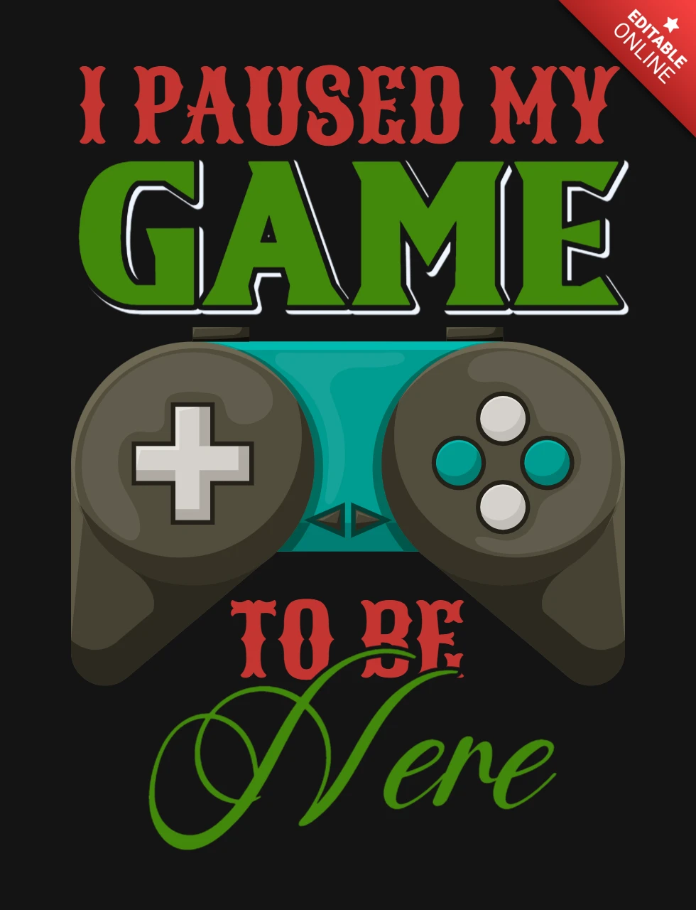 Pausei meu jogo para estar aqui modelo de design de camiseta com citação de jogo
