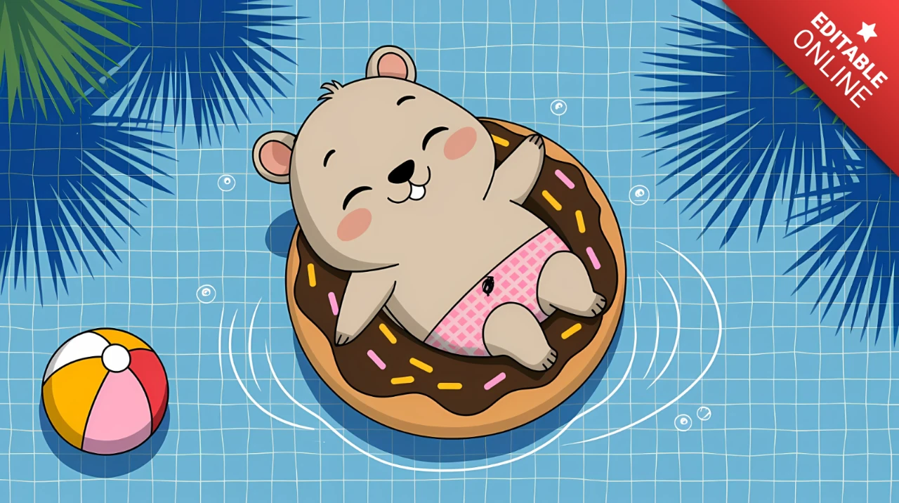 Modèle de design d'ours pour le plaisir de l'été : vibrations ludiques au bord de la piscine