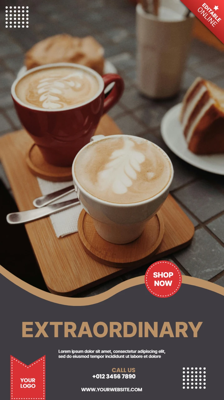 Außergewöhnliche Kaffee-Instagram-Story-Post-Design-Vorlage