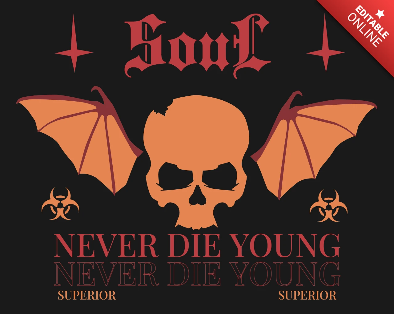 Skull and Bat Graphic T-Shirt Design Template for Edgy Apparel