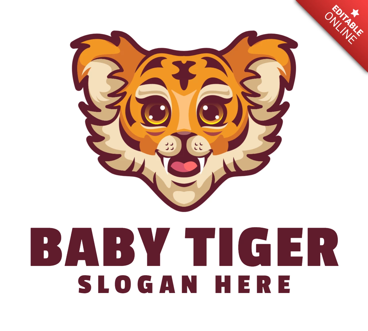 Baby Tiger Logo Design Template