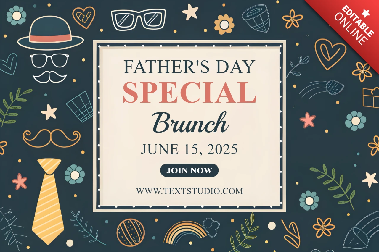 Father's Day Brunch Invitation Template - Playful and Artistic Design