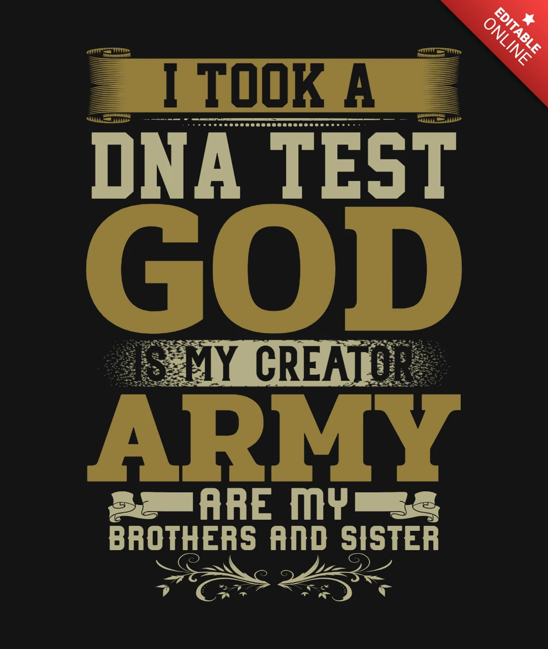 Dna Test Army Veteran T-Shirt Design Template