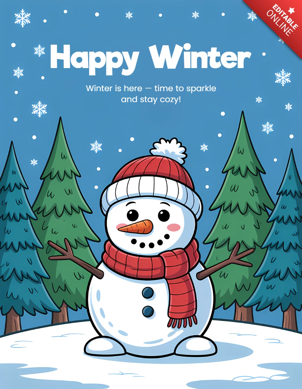 Winterwunderland Schneemann Designvorlage für Grußkarten