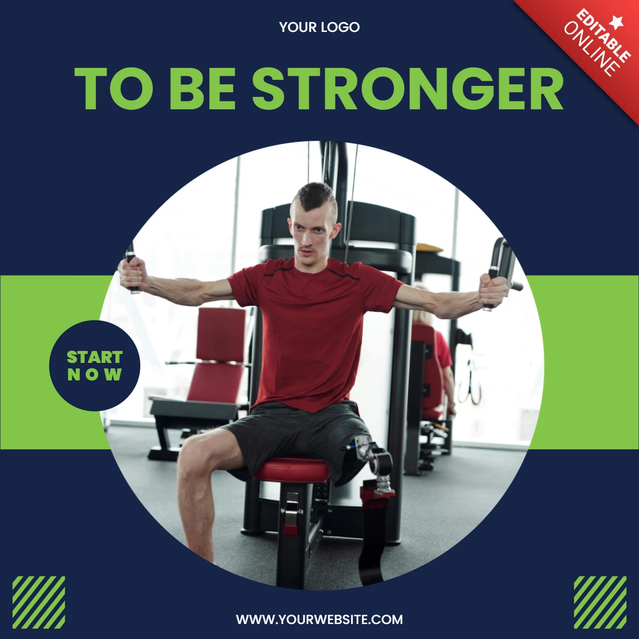 Plantilla de diseño de publicación comercial de Instagram para gimnasios Be Strongest