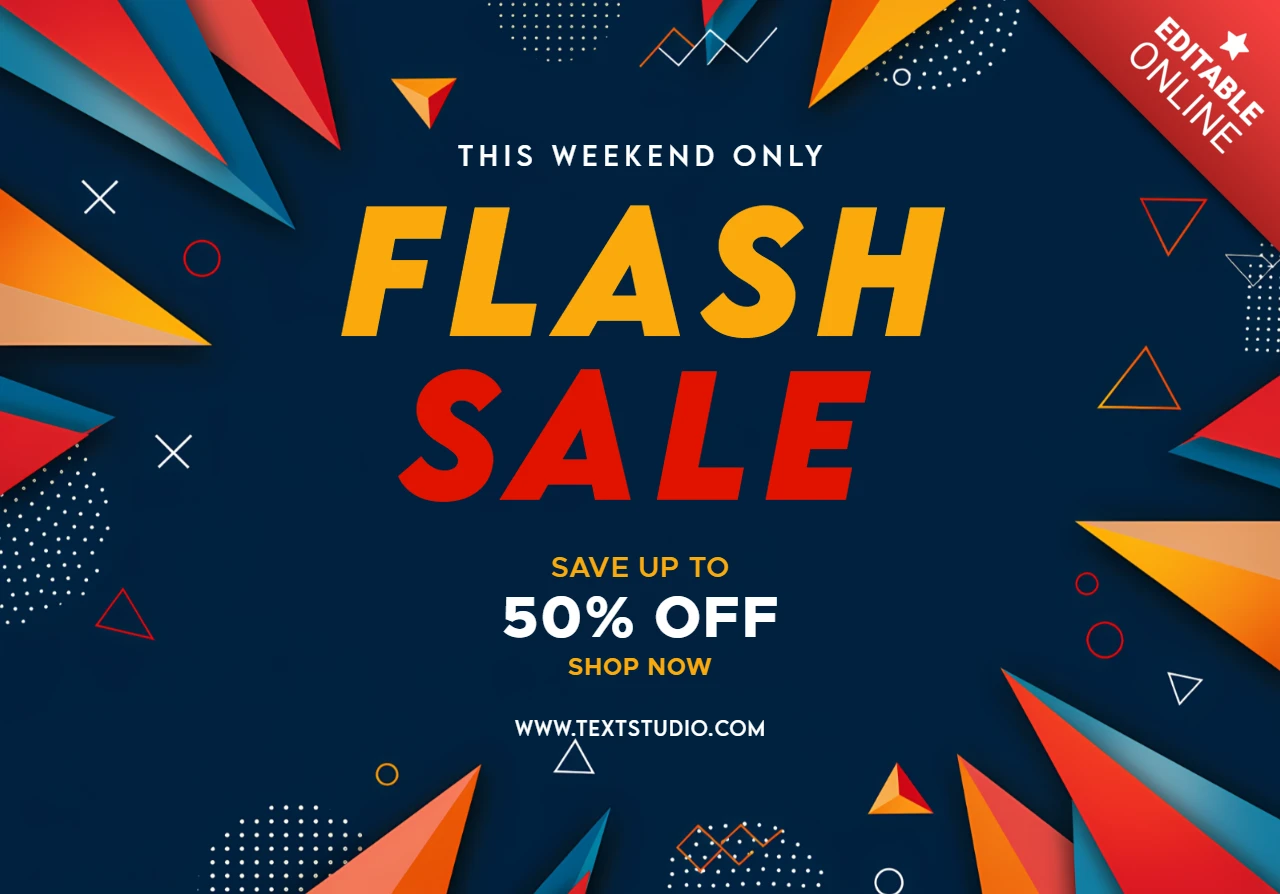 Vibrante plantilla de diseño de venta flash para promociones de fin de semana