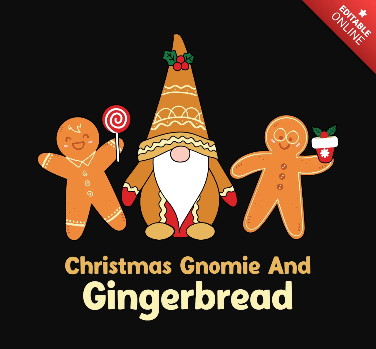 Modello di maglietta con gnometto e pan di zenzero di Natale