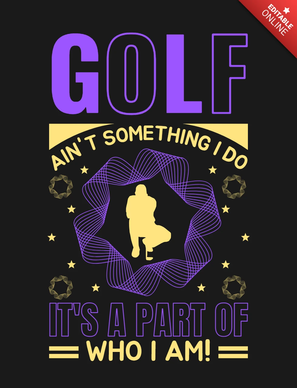 Golf Ain't Something Motivational Quote T-Shirt Design Template