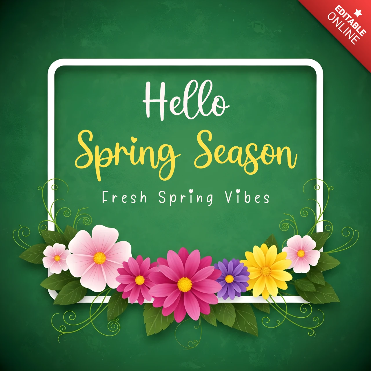 Plantilla de diseño floral de primavera para tarjetas de saludo