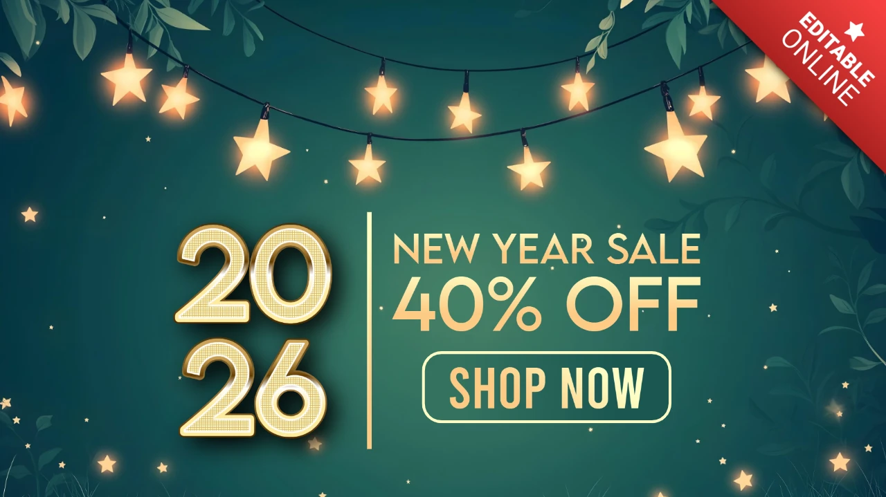 Green Starry New Year Sale 2026 Design Template