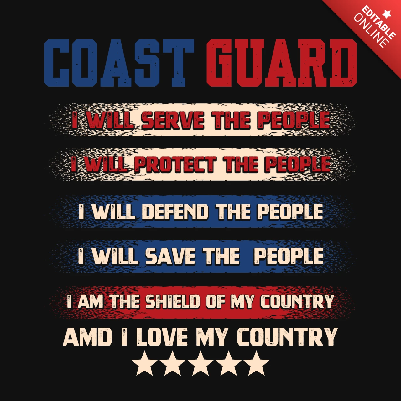 USA Coast Guard T-Shirt Design Template