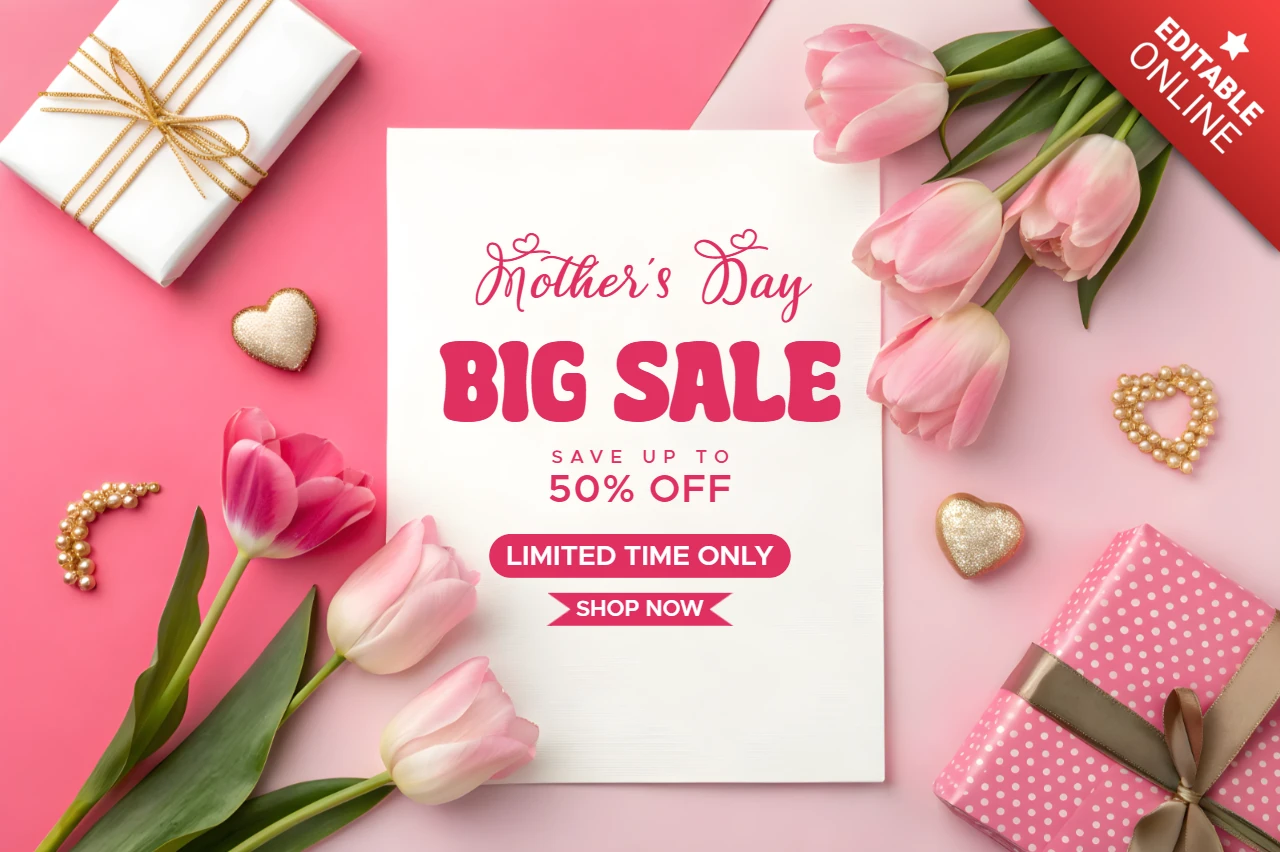 Mother's Day Big Sale Template - Elegant Floral Design for Promotions
