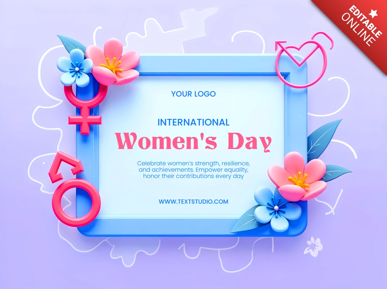 Modelo de design floral editável para a comemoração do Dia Internacional da Mulher