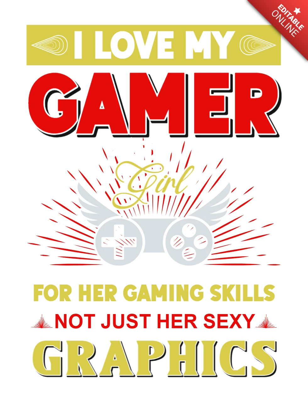 Bold Typography Design Template for Gamer Girl Graphics