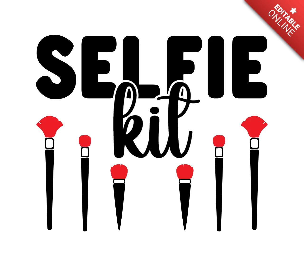 Selfie seti makyaj tişört tasarım şablonu