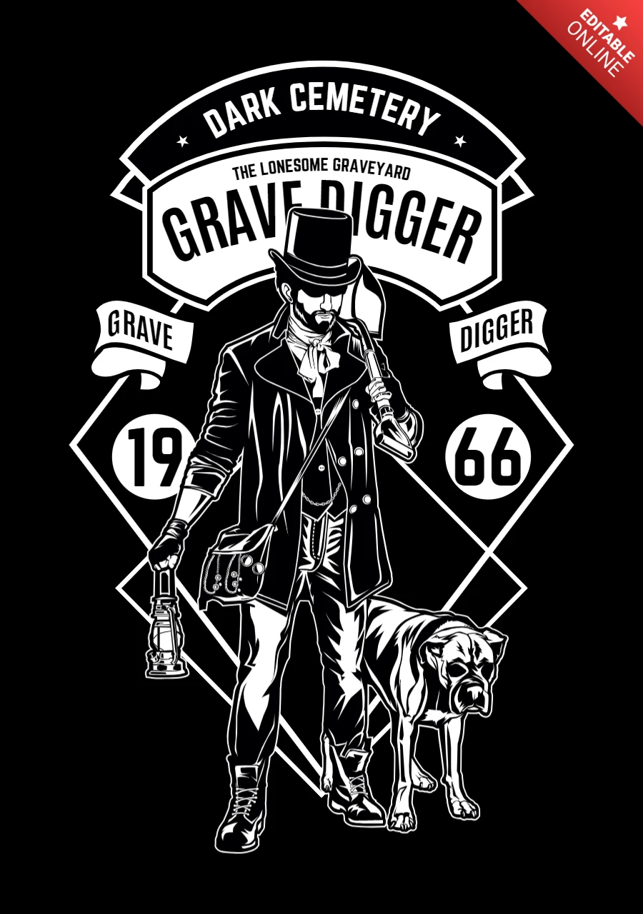 Grave Digger T-shirt Design Template
