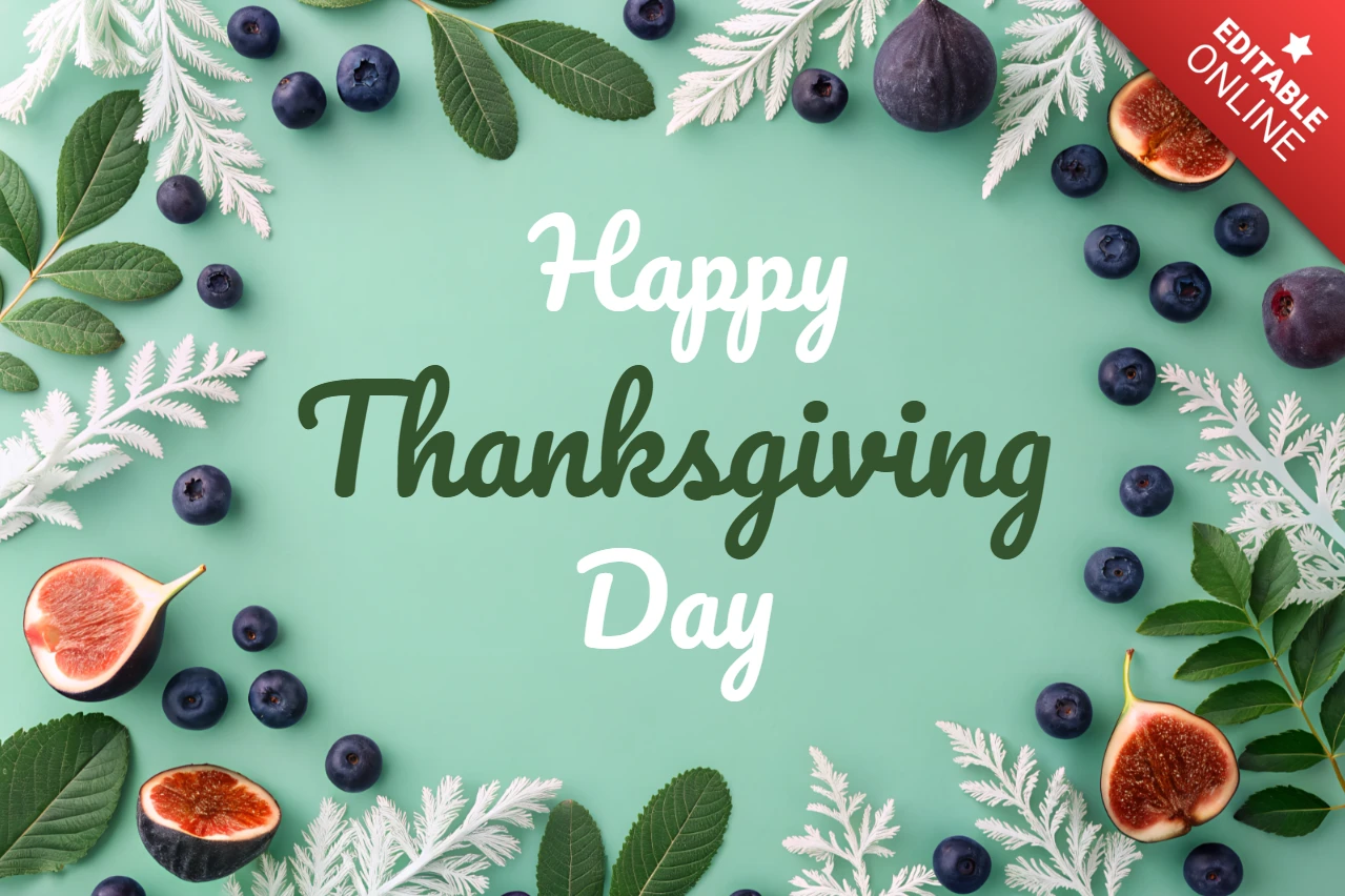 Thanksgiving Day Floral Design Template for Greeting Cards