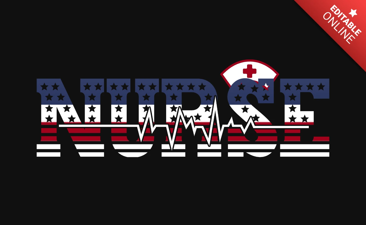 Krankenschwester usa flagge t-shirt design vorlage