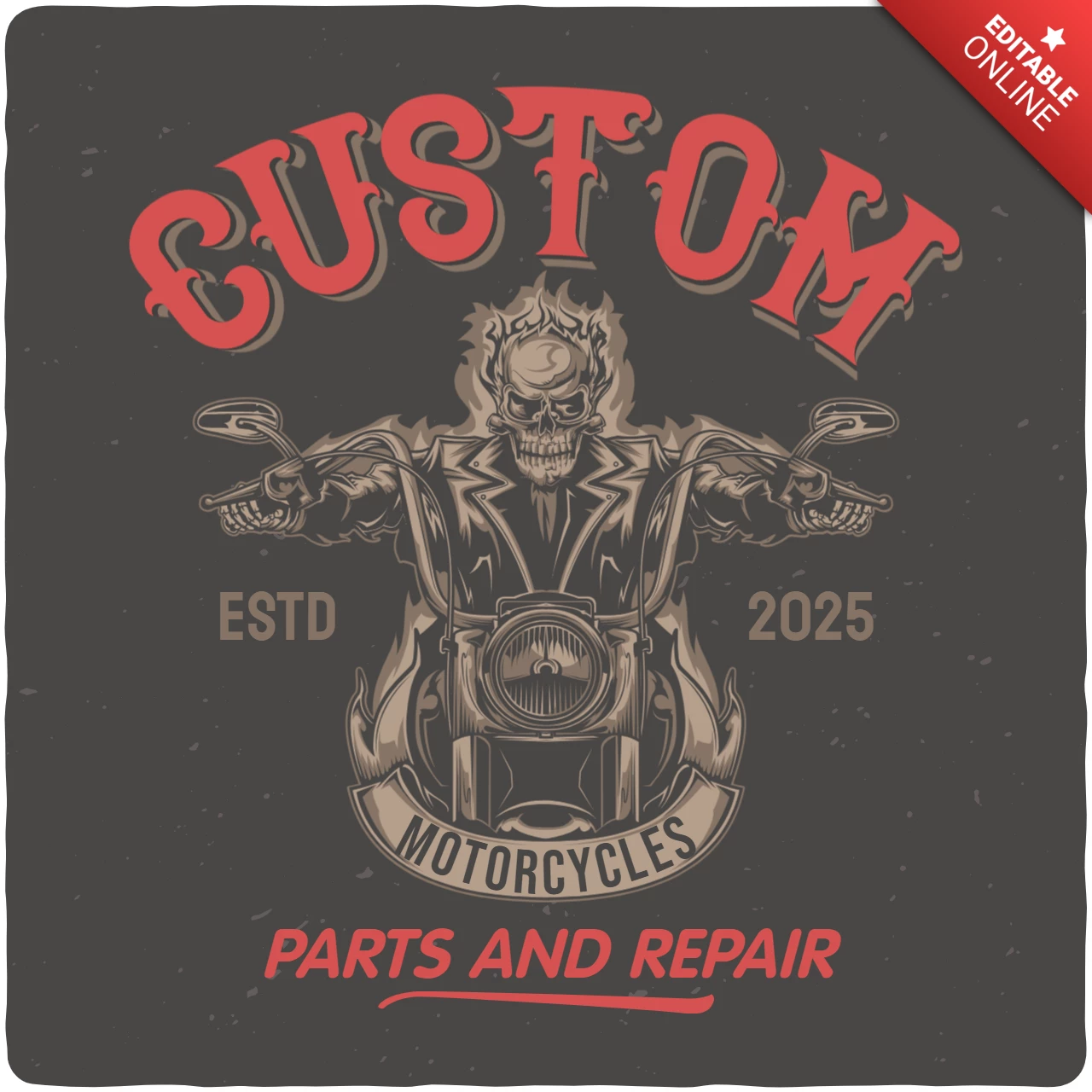 Skeleton Riding on California Custom Motorcycle Poster Design Template
