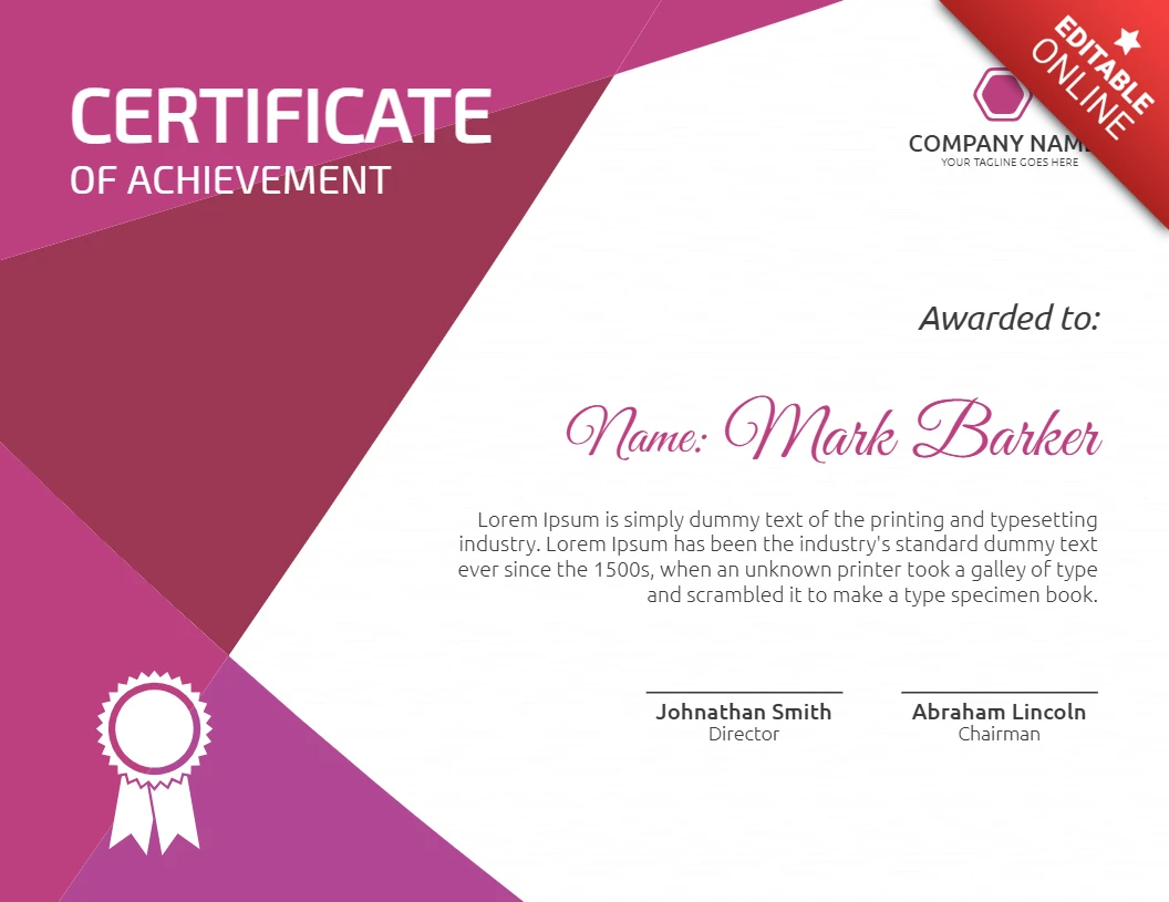 Ontwerpsjabloon bedrijfscertificaat award post