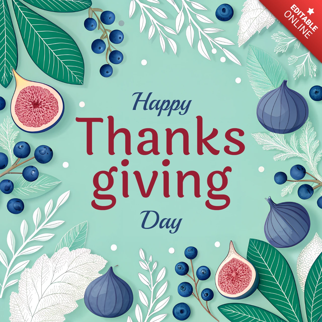 Thanksgiving Floral Design Template for Greeting Cards