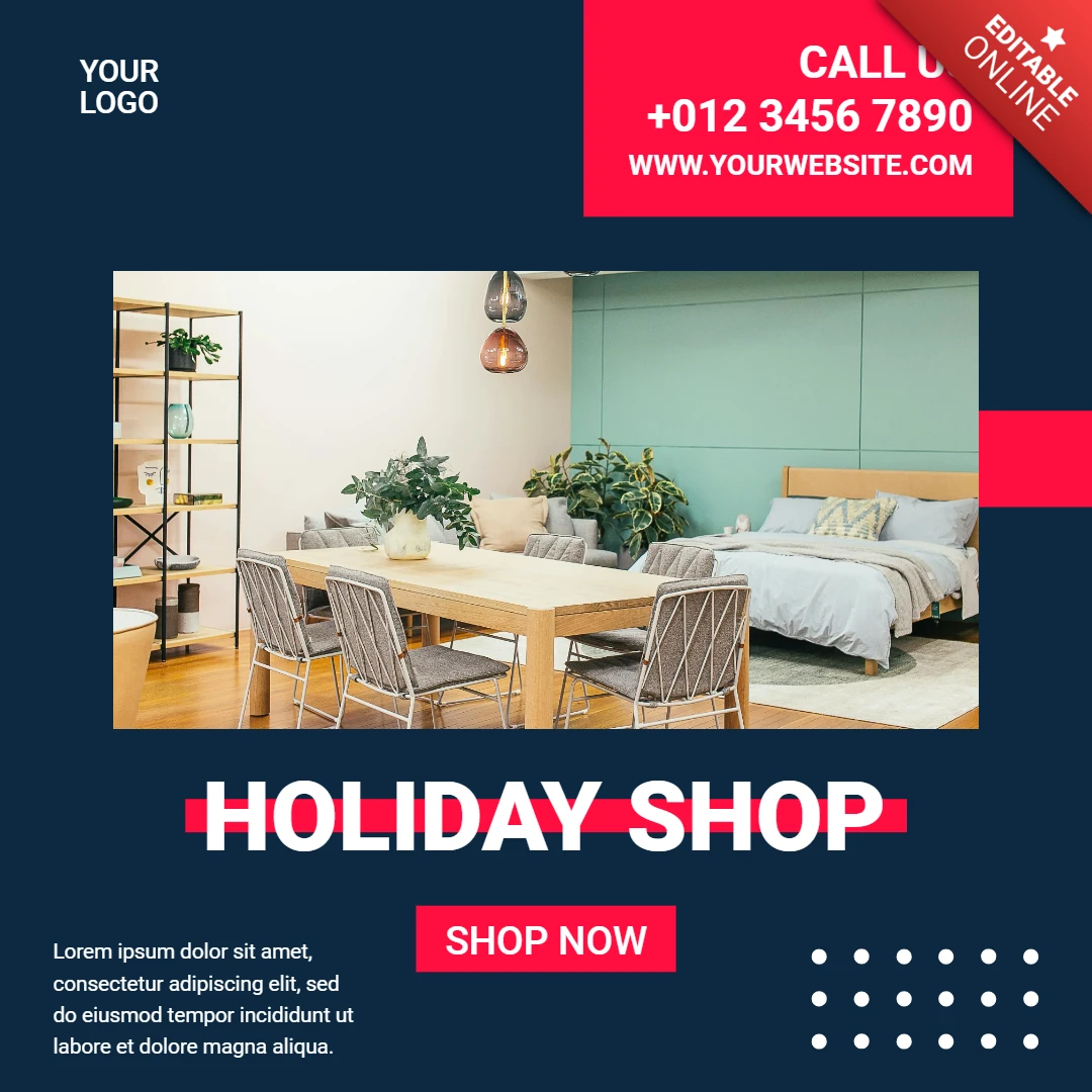 Flat Red And Blue Advertising Social Media Post Design Template