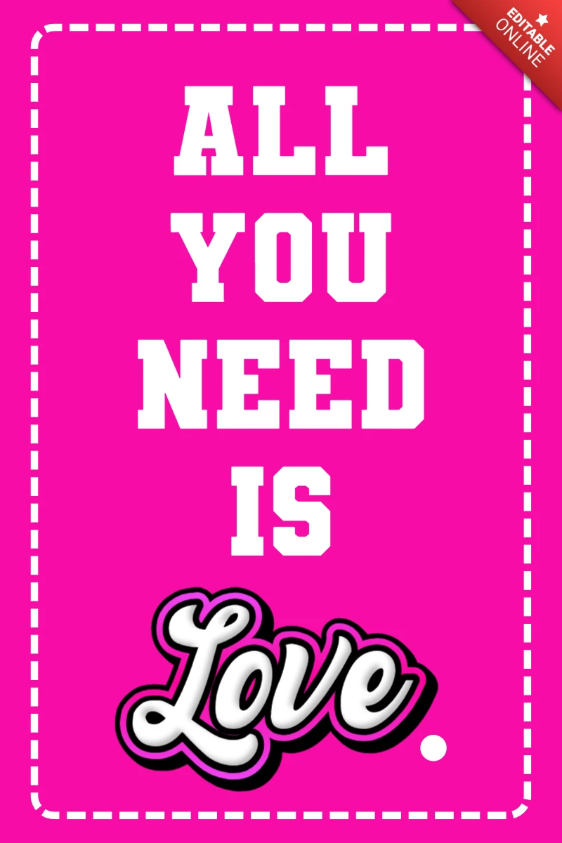 Vibrant Love Quote Poster Template - Pink Typography Design
