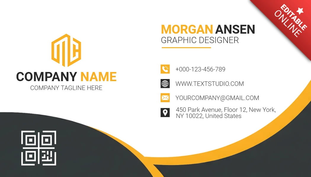 Creative Professional Business Card Design Sleek Yellow Accents and Clean Typography Template