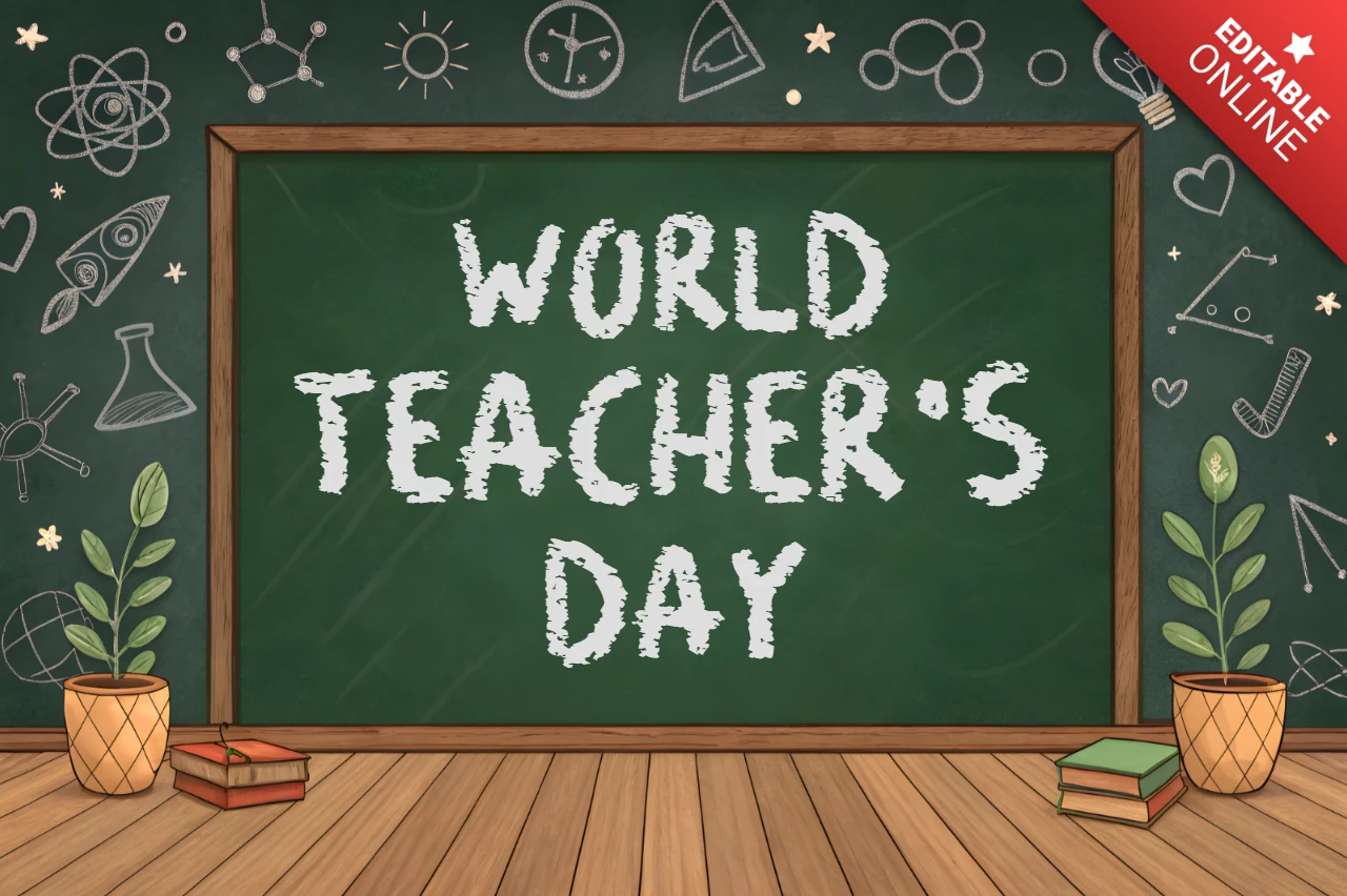 Minimalist Chalkboard Style World Teacher's Day Design Template