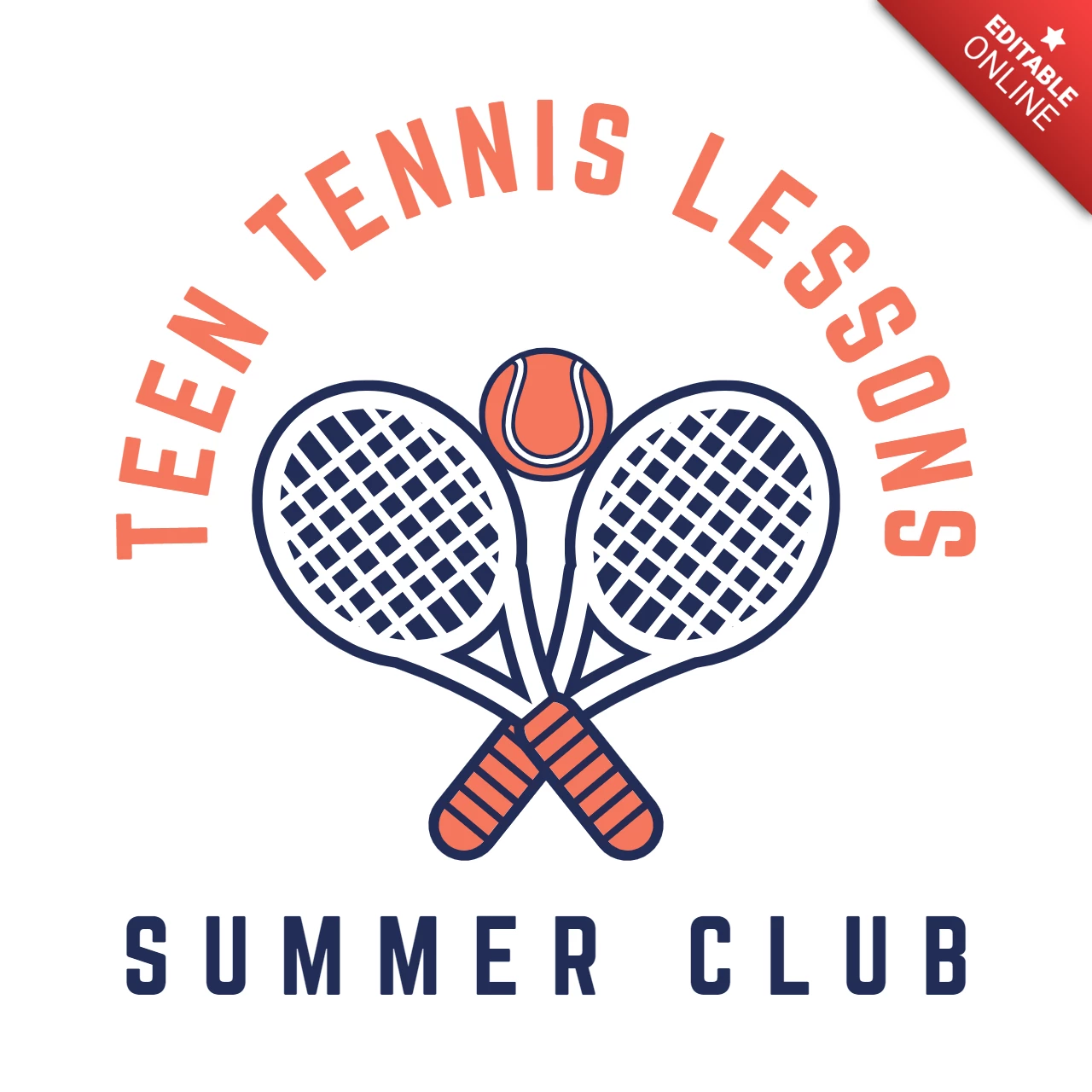 Modèle de logo pour le camp d'été du club de tennis pour adolescents