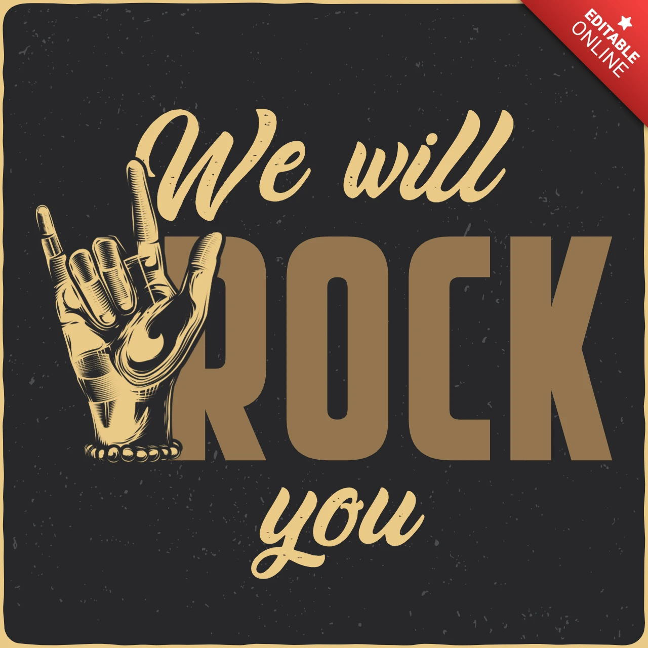 Modelo de design de camiseta com música We will rock you