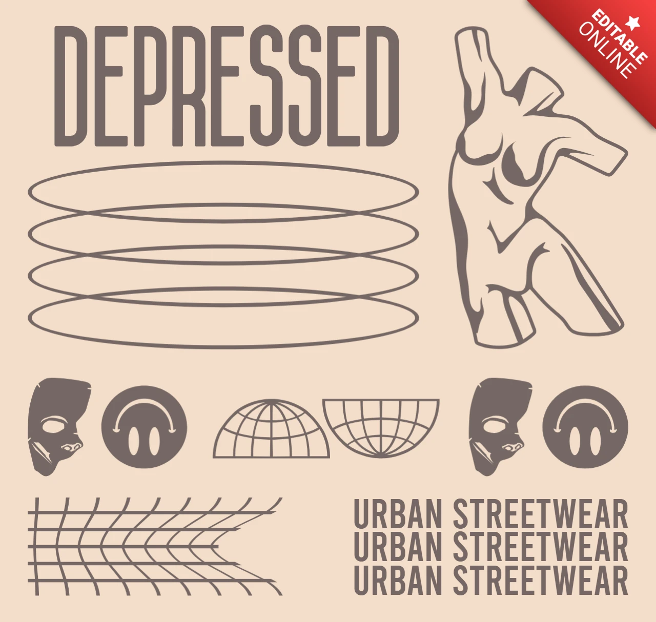 Urban Streetwear Design Template Featuring Abstract Figure and Graphic Elements for Apparel