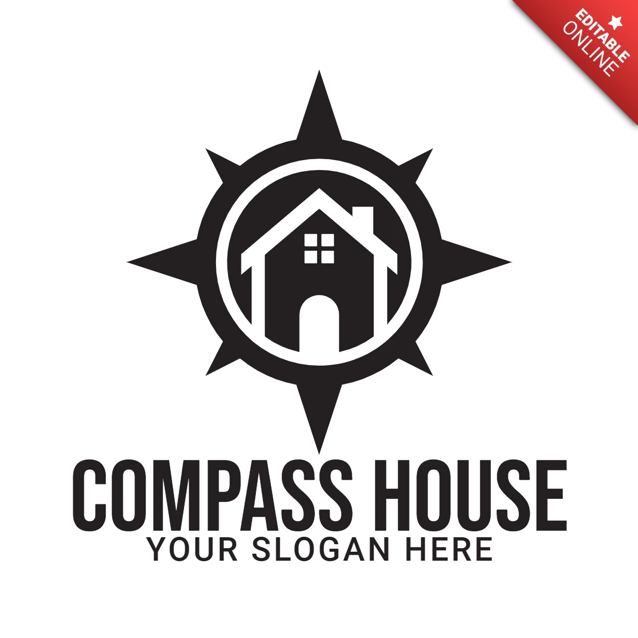 Modernes kompass haus logo design Vorlage