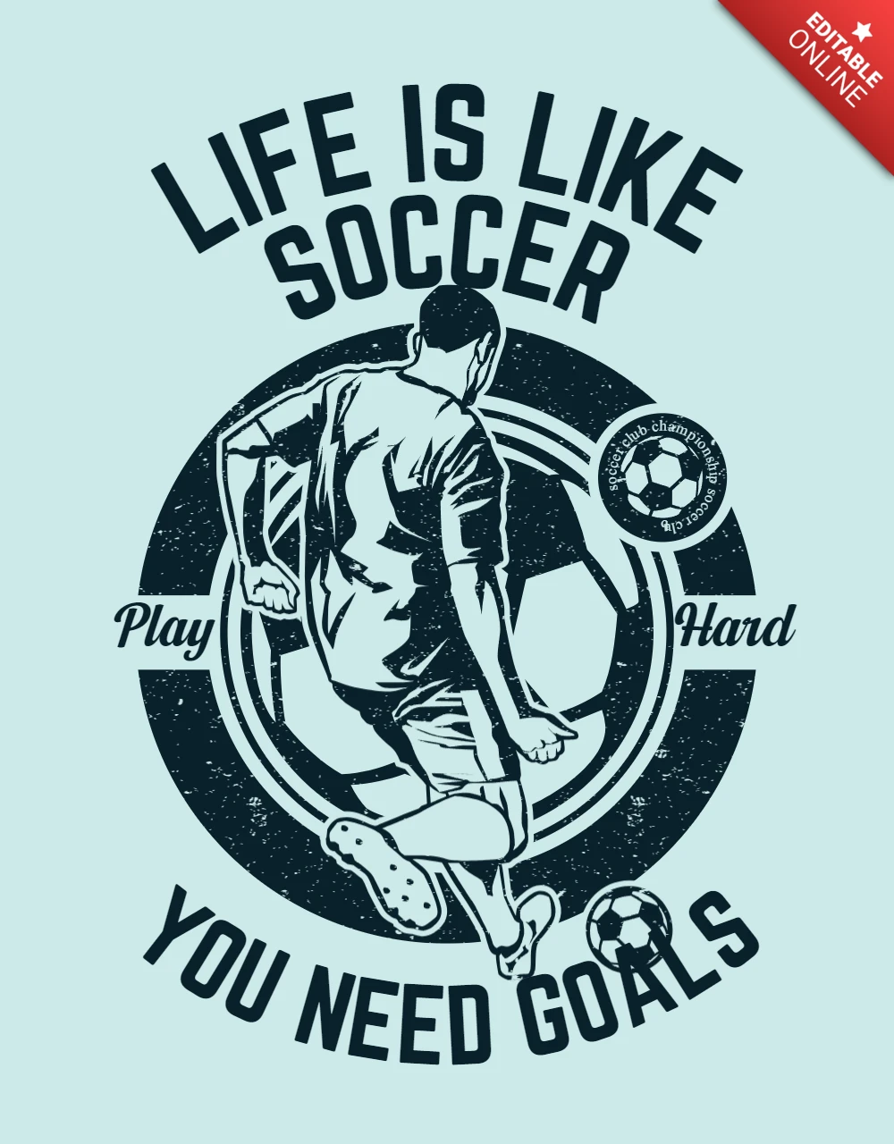 Modello di design per maglietta vintage "La vita è come il calcio