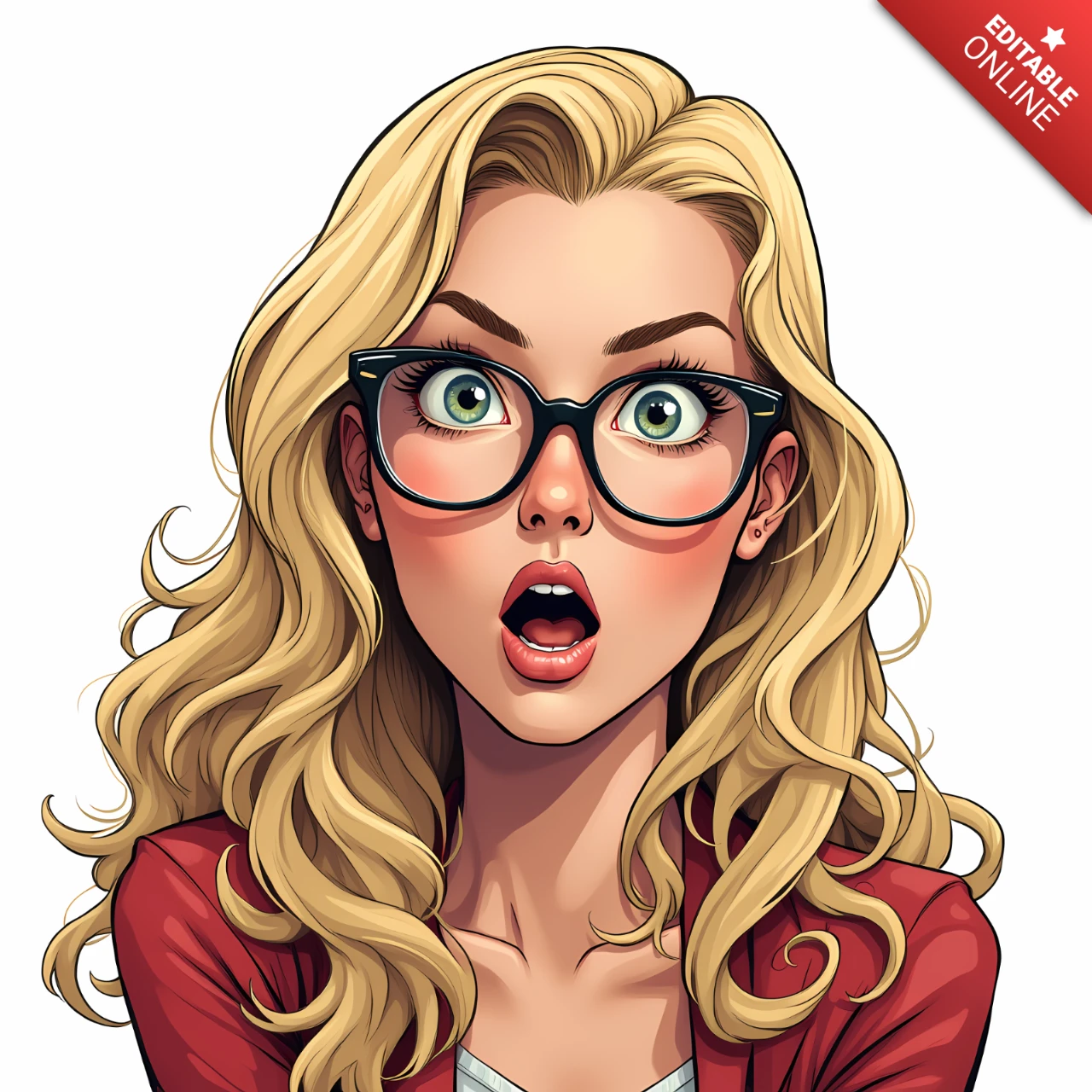 Editable Comic Style Template Design Featuring Surprised Woman