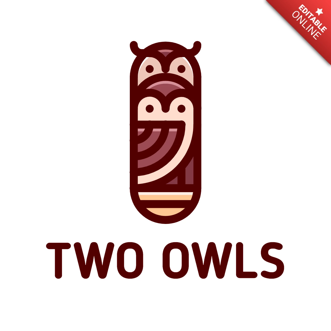 Dos búhos plantilla de diseño de logotipo